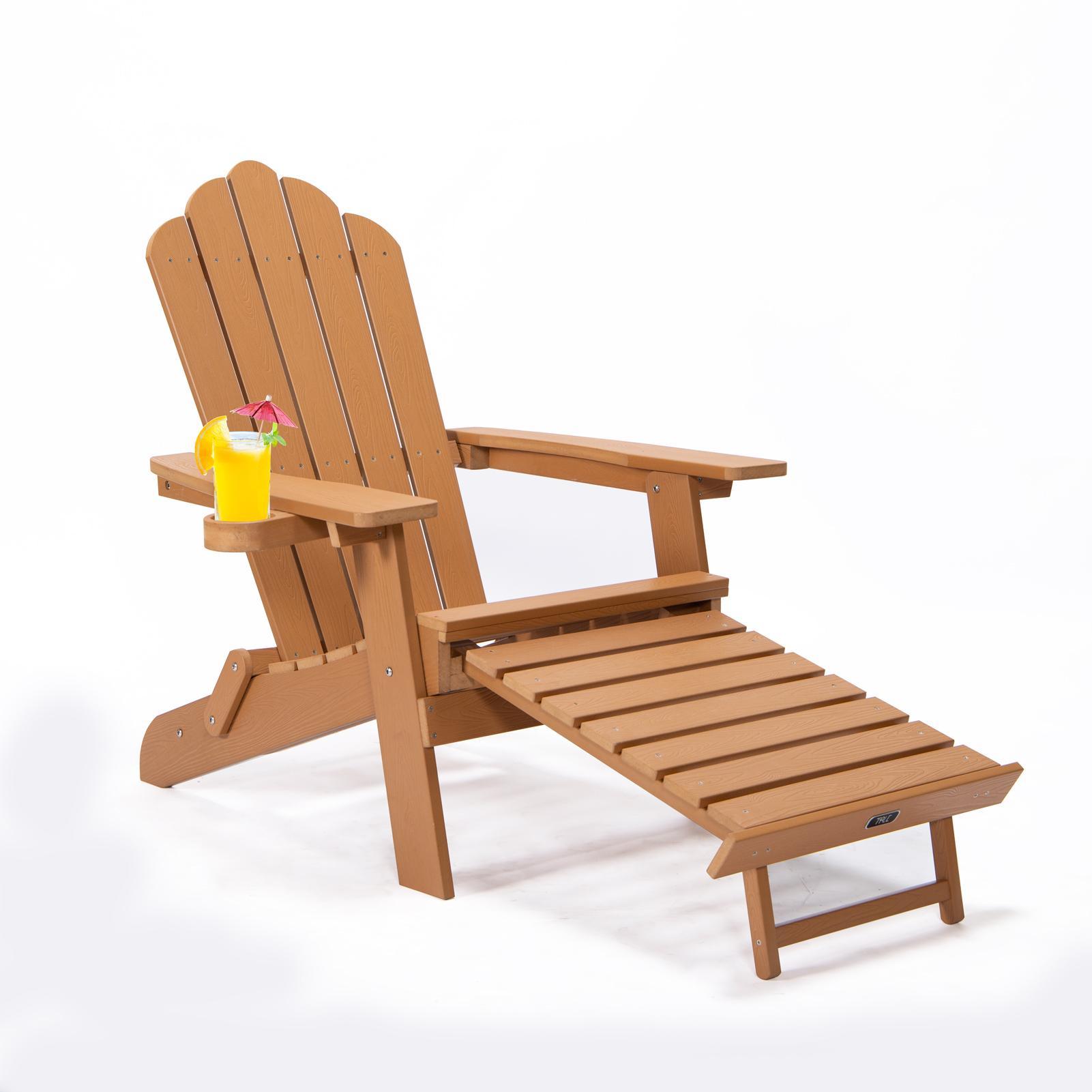 TALE Folding Adirondack Chair with Pullout Ottoman with Cup Holder; Oaversized; Poly Lumber; for Patio Deck Garden; Backyard Furniture; Easy to Install; . YELLOW.Banned from selling on Amazon