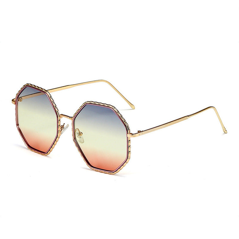 Ladies Polygon Irregular Gradient Sunglasses