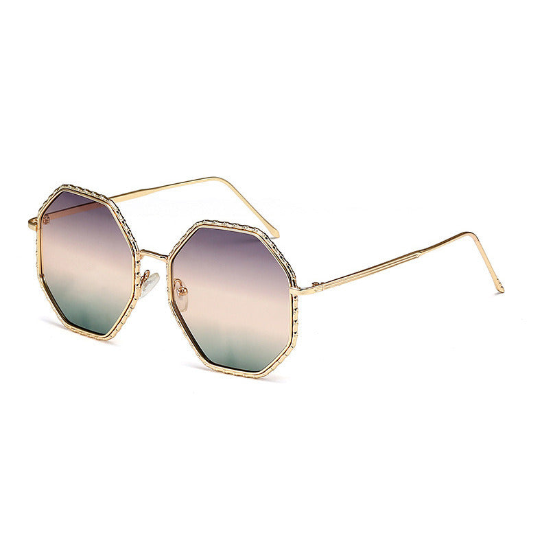 Ladies Polygon Irregular Gradient Sunglasses