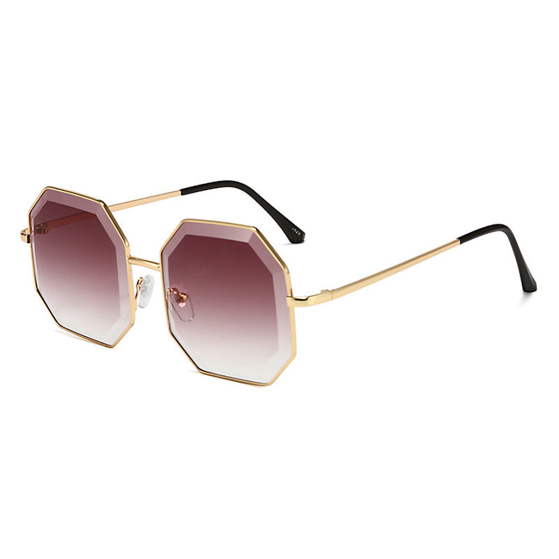 Women's Irregular Cut Large Frame Metal Sunglasses