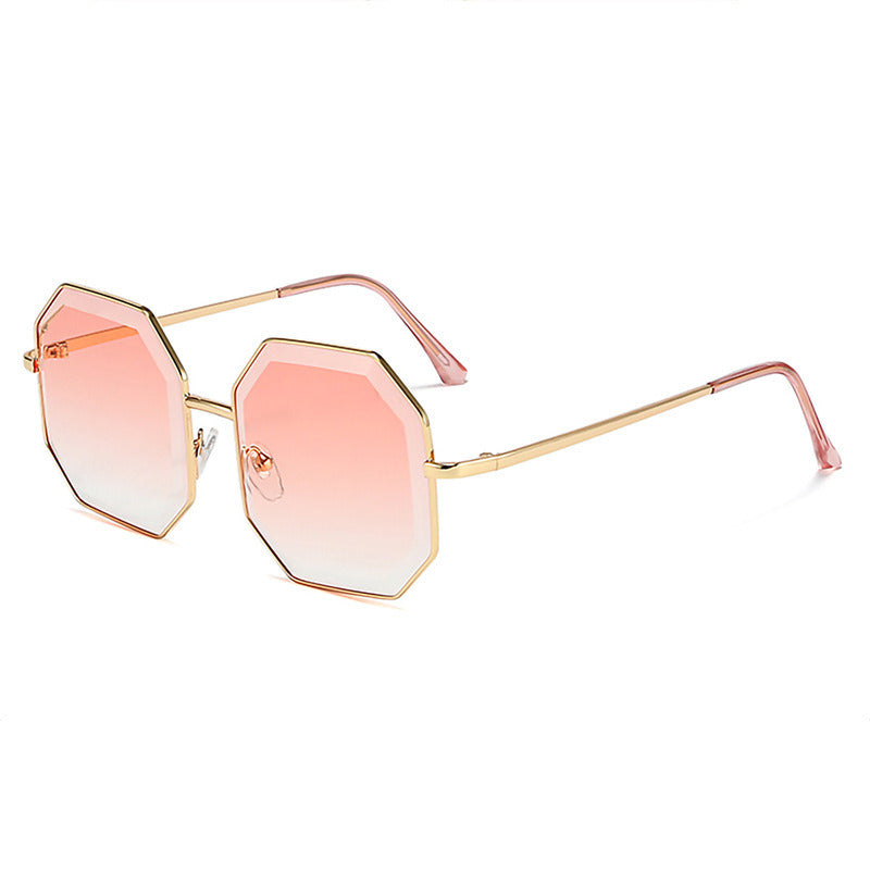 Women's Irregular Cut Large Frame Metal Sunglasses