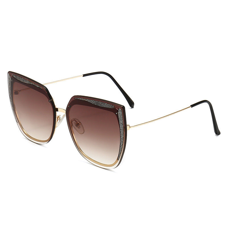 Ladies Cat Eye Statement Metal Sunglasses