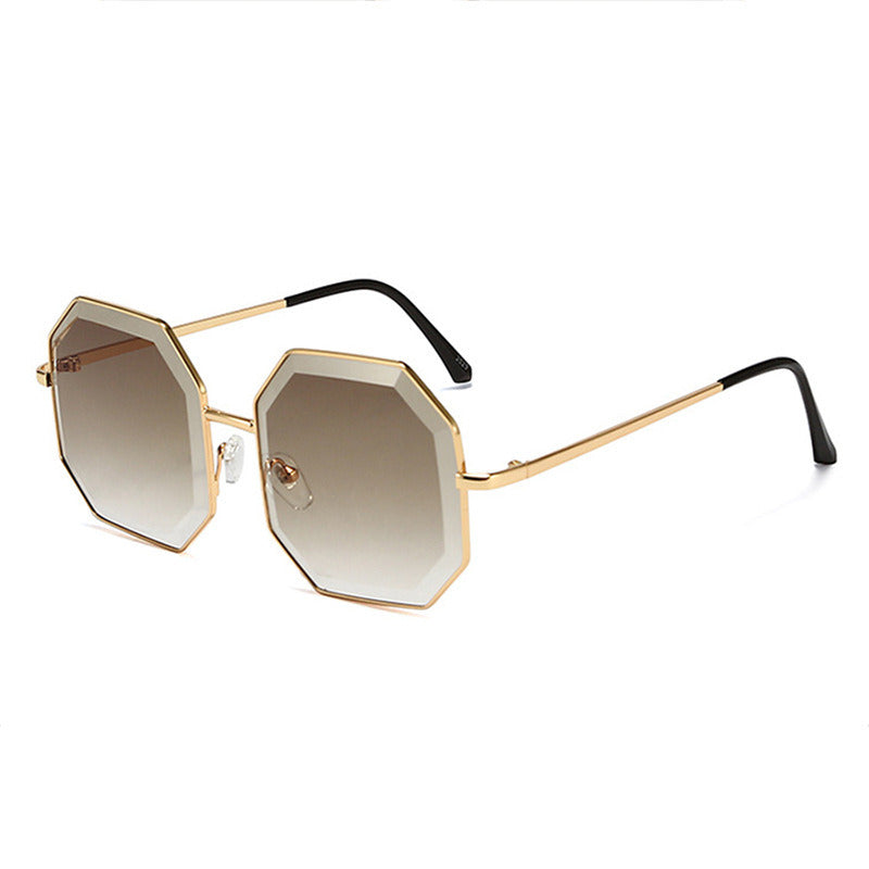 Women's Irregular Cut Large Frame Metal Sunglasses