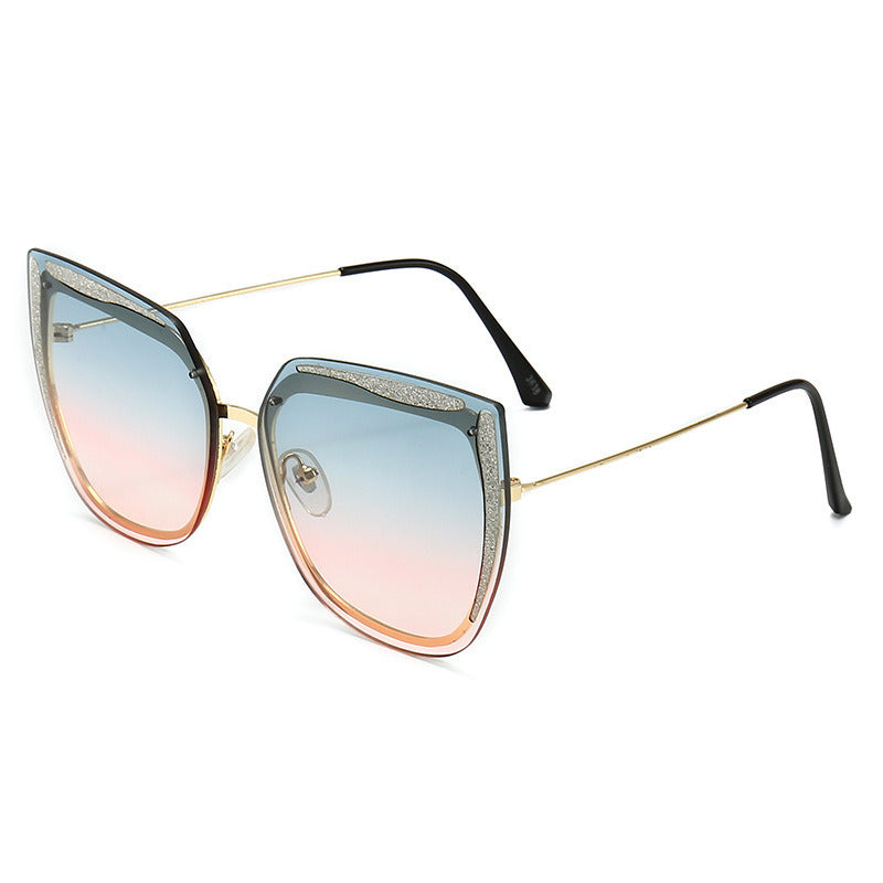 Ladies Cat Eye Statement Metal Sunglasses