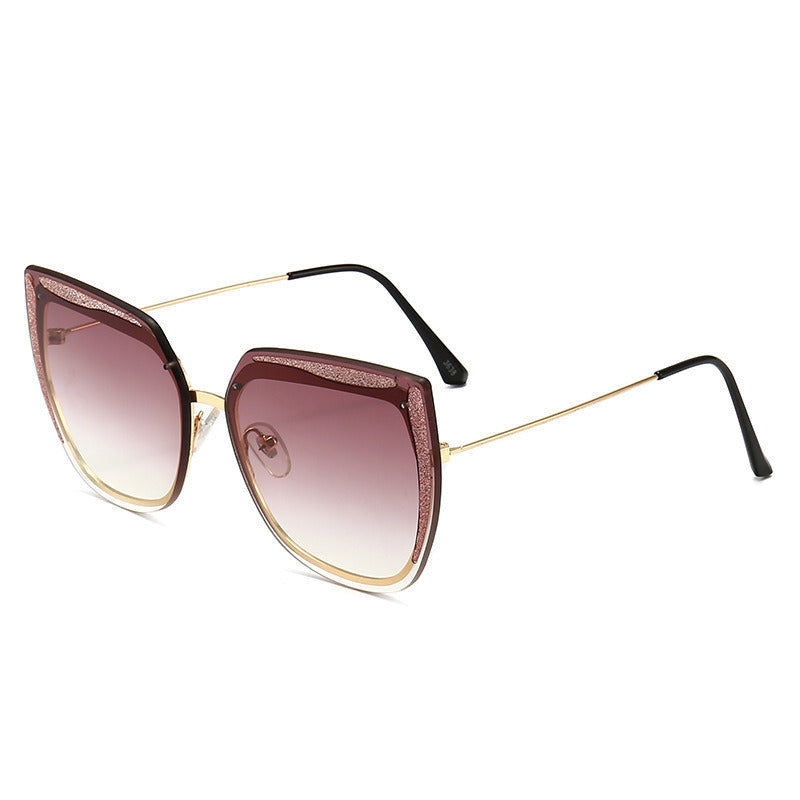 Ladies Cat Eye Statement Metal Sunglasses