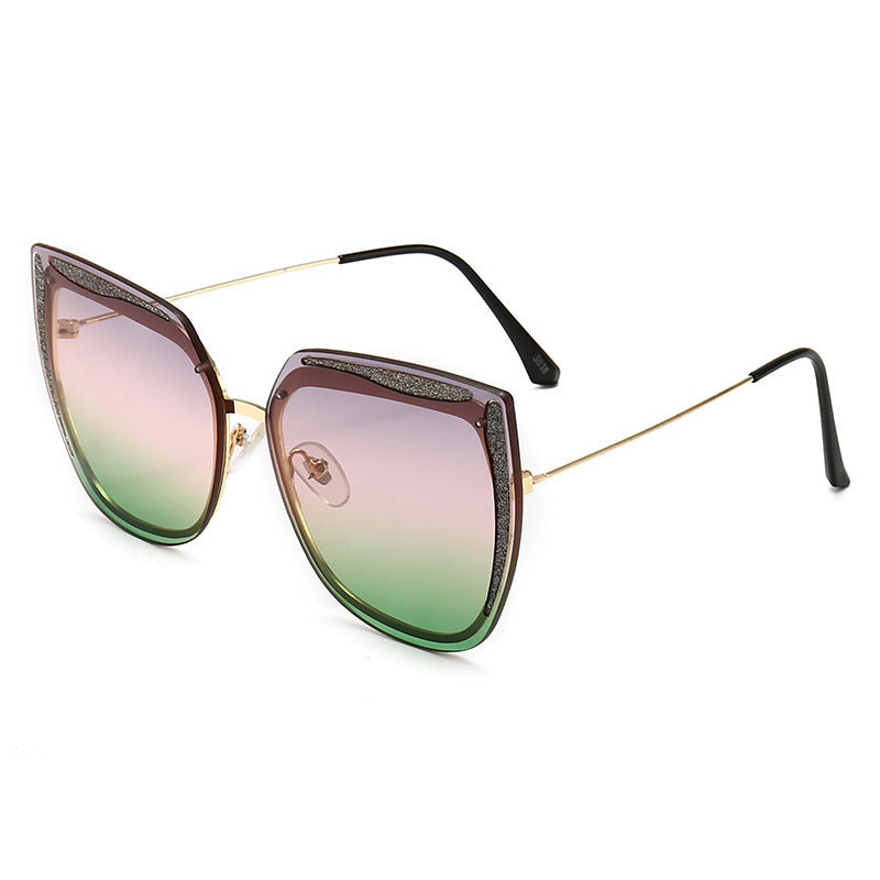 Ladies Cat Eye Statement Metal Sunglasses