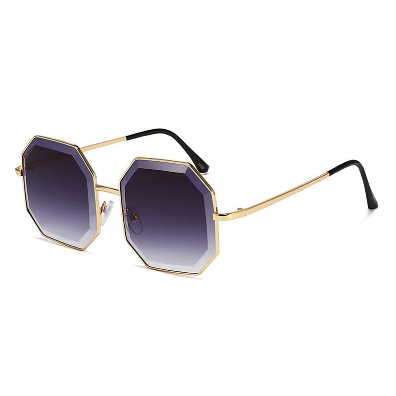 Women's Irregular Cut Large Frame Metal Sunglasses