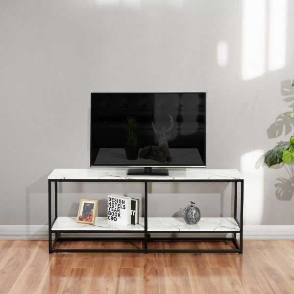 White Marble Pattern TV STAND With Storage