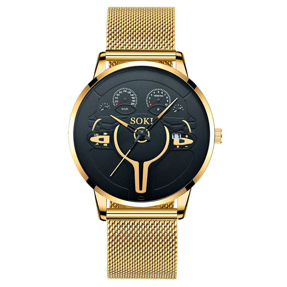Men's Mesh Strap Vintage Sports Quartz Watch
