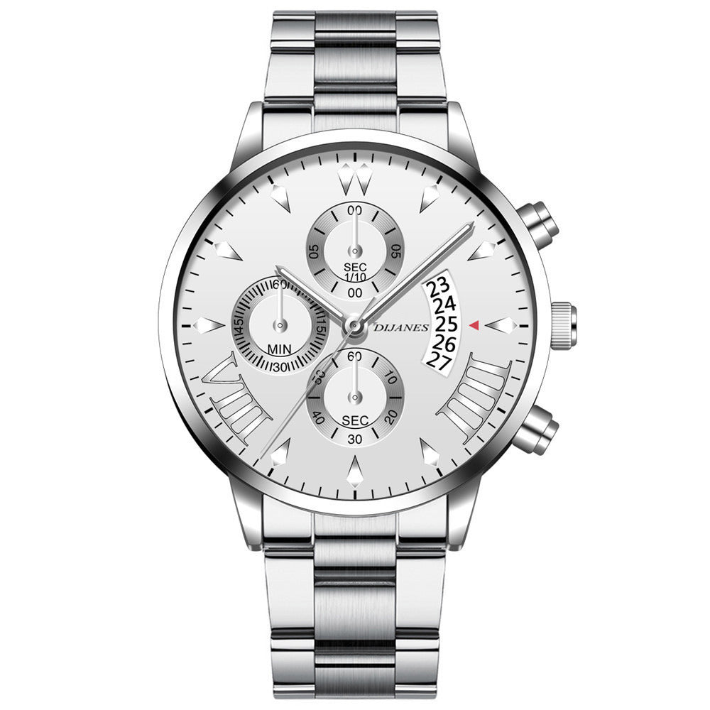 Men's Stainless Steel Quartz Calendar Watch