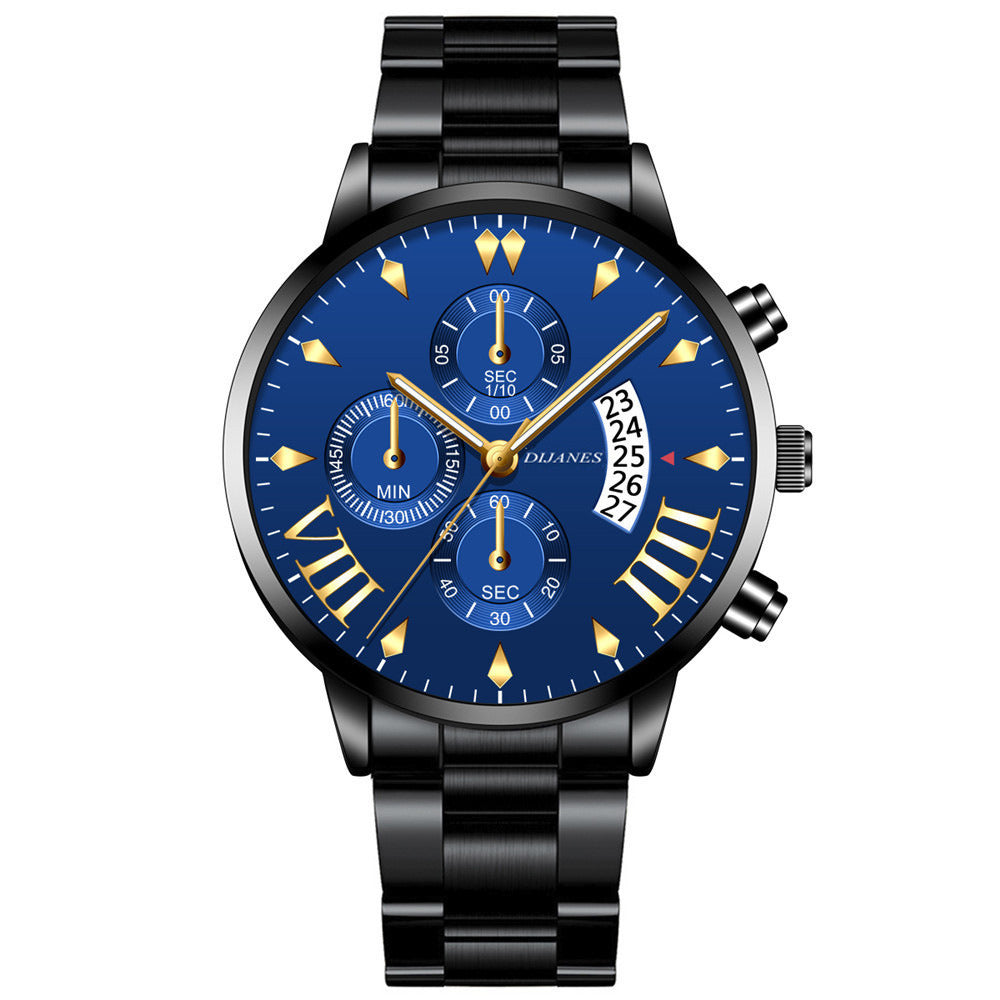 Men's Stainless Steel Quartz Calendar Watch