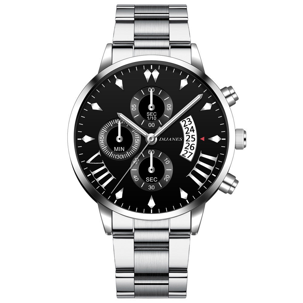 Men's Stainless Steel Quartz Calendar Watch