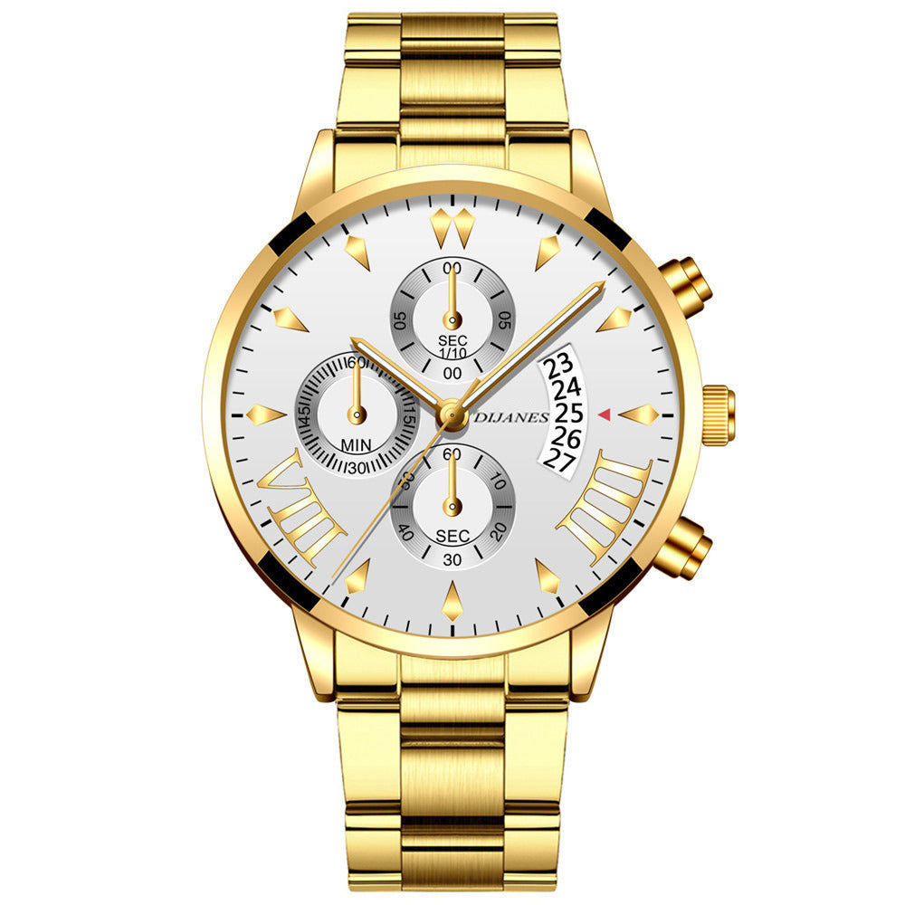 Men's Stainless Steel Quartz Calendar Watch