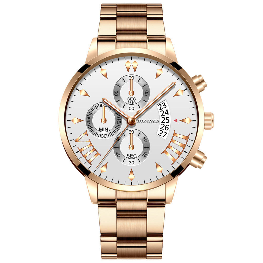 Men's Stainless Steel Quartz Calendar Watch