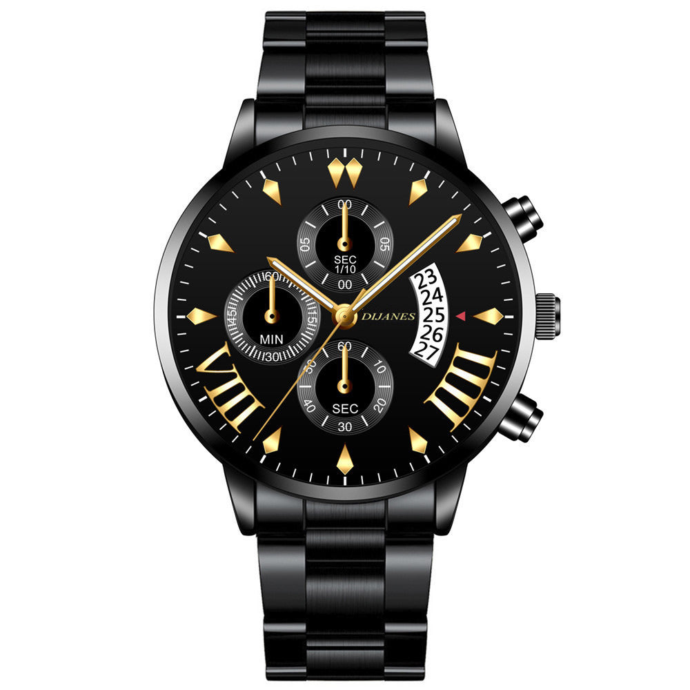 Men's Stainless Steel Quartz Calendar Watch