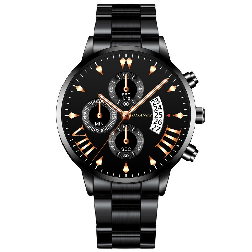 Men's Stainless Steel Quartz Calendar Watch