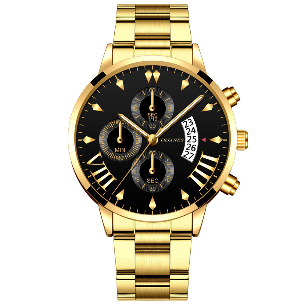 Men's Stainless Steel Quartz Calendar Watch