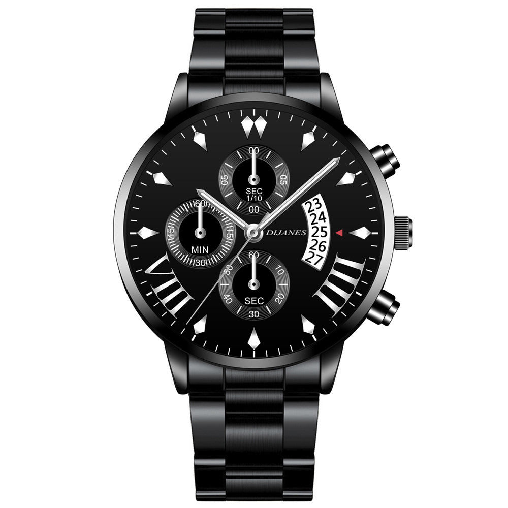 Men's Stainless Steel Quartz Calendar Watch