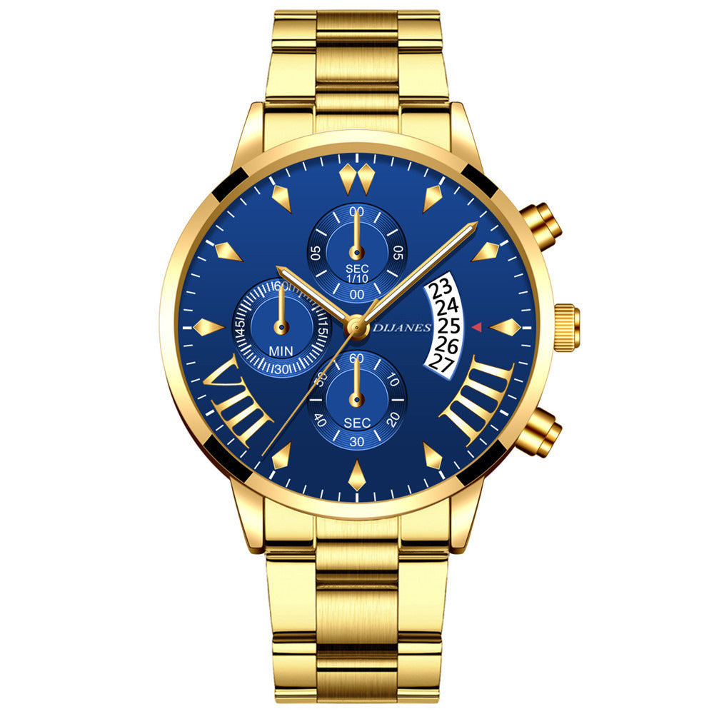 Men's Stainless Steel Quartz Calendar Watch