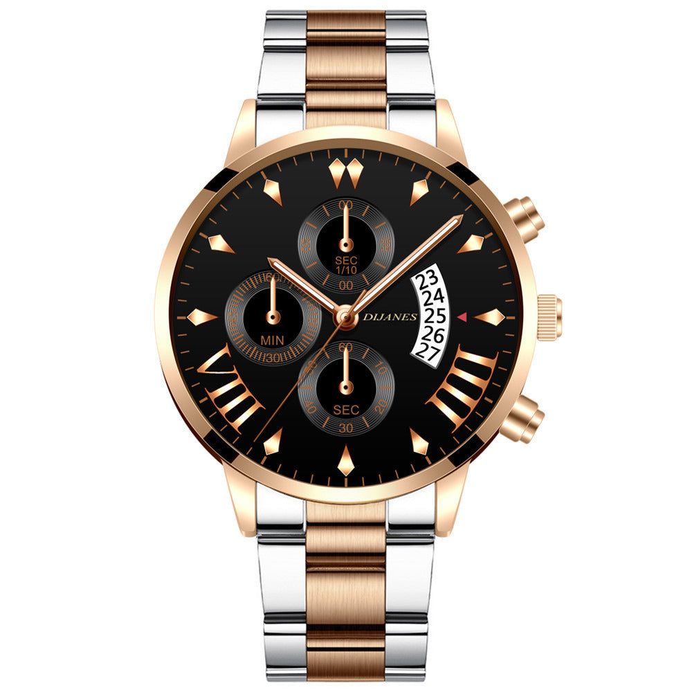 Men's Stainless Steel Quartz Calendar Watch