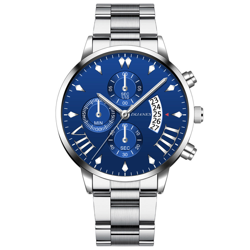 Men's Stainless Steel Quartz Calendar Watch