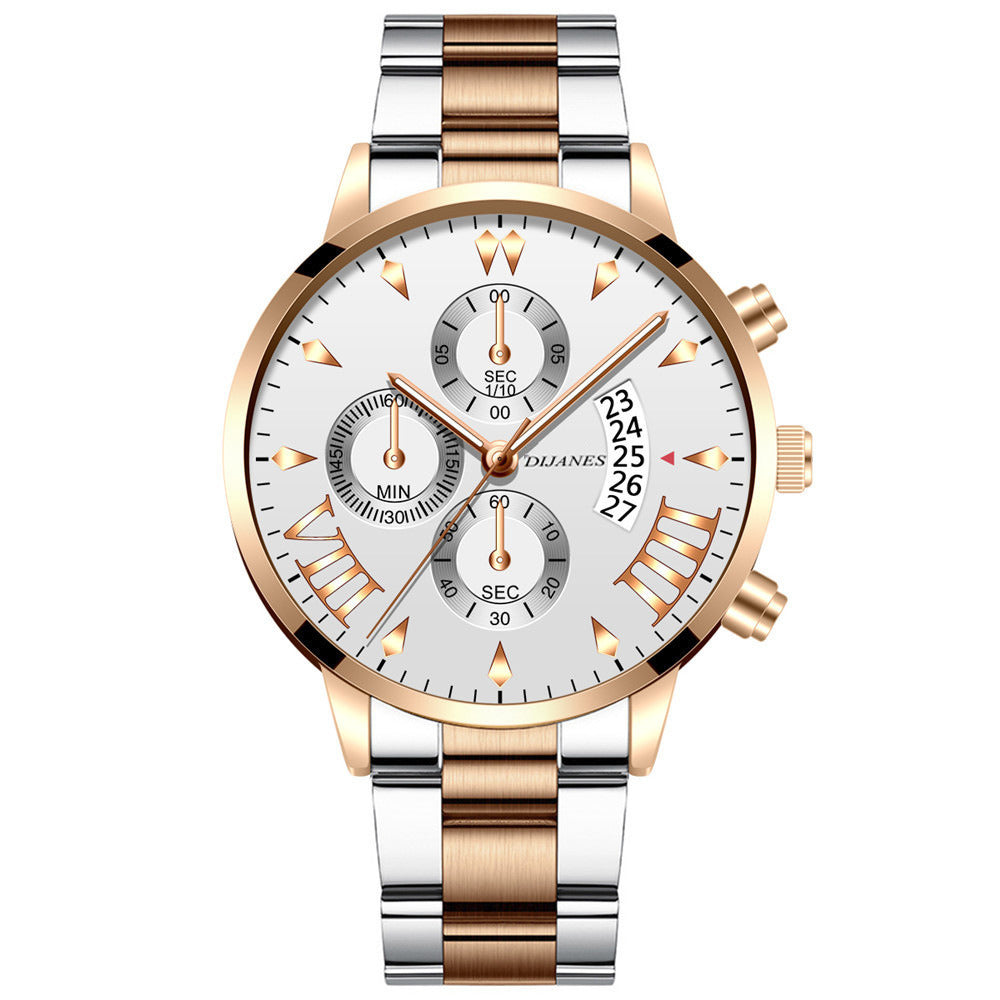 Men's Stainless Steel Quartz Calendar Watch