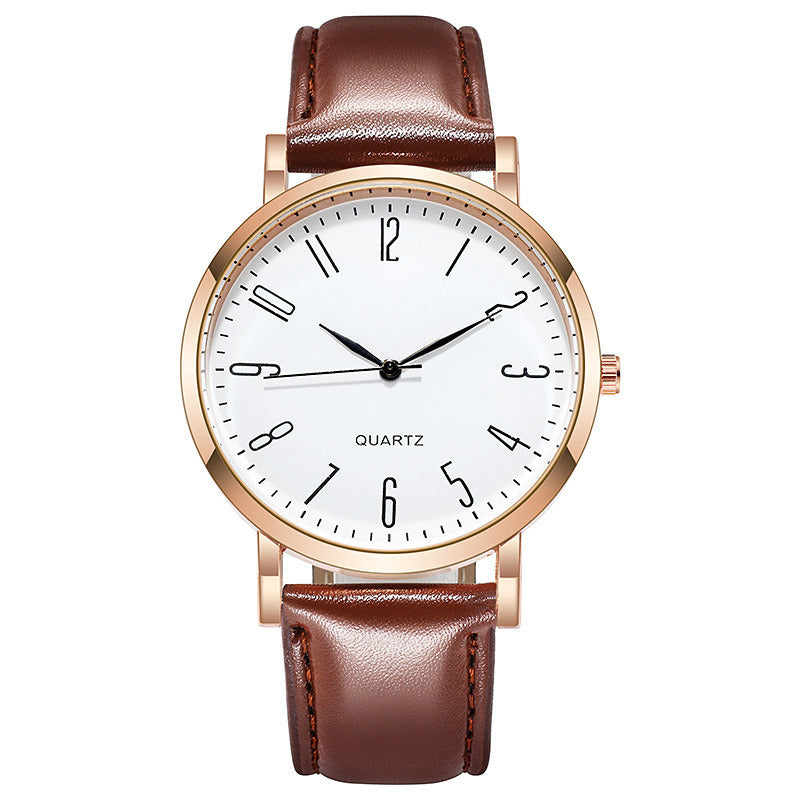 Men's Casual Business Leather Watch Simple Quartz Wristwatch
