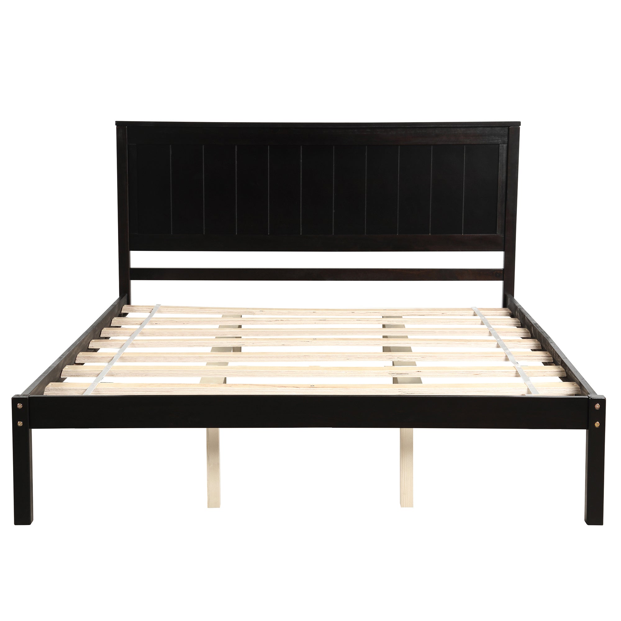 Platform Bed Frame with Headboard ; Wood Slat Support ; No Box Spring Needed ; Queen; Espresso