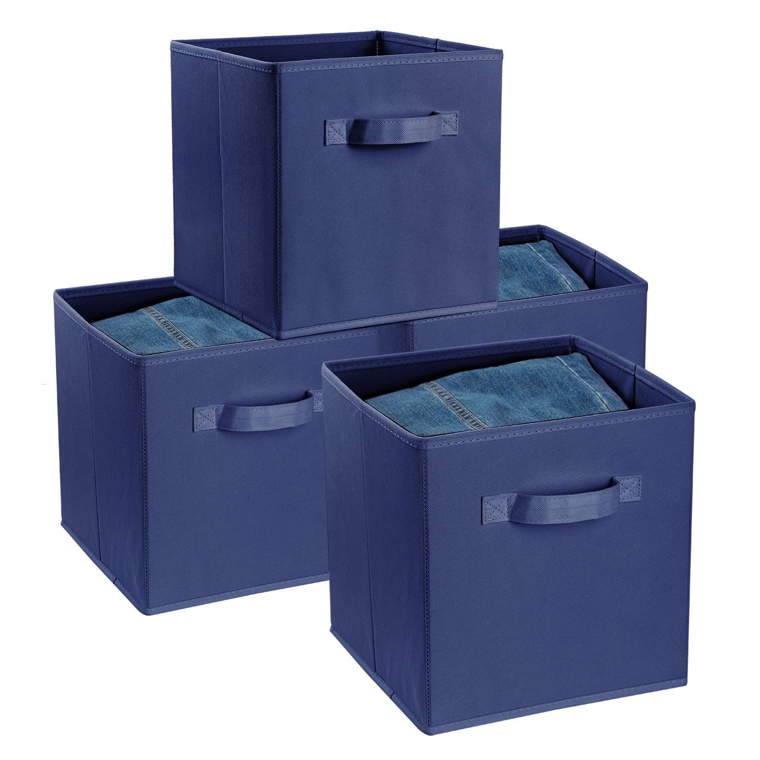 4 Pack Foldable Storage Cube Bins Cloths Closet Space Organizer Basket Shelves Box