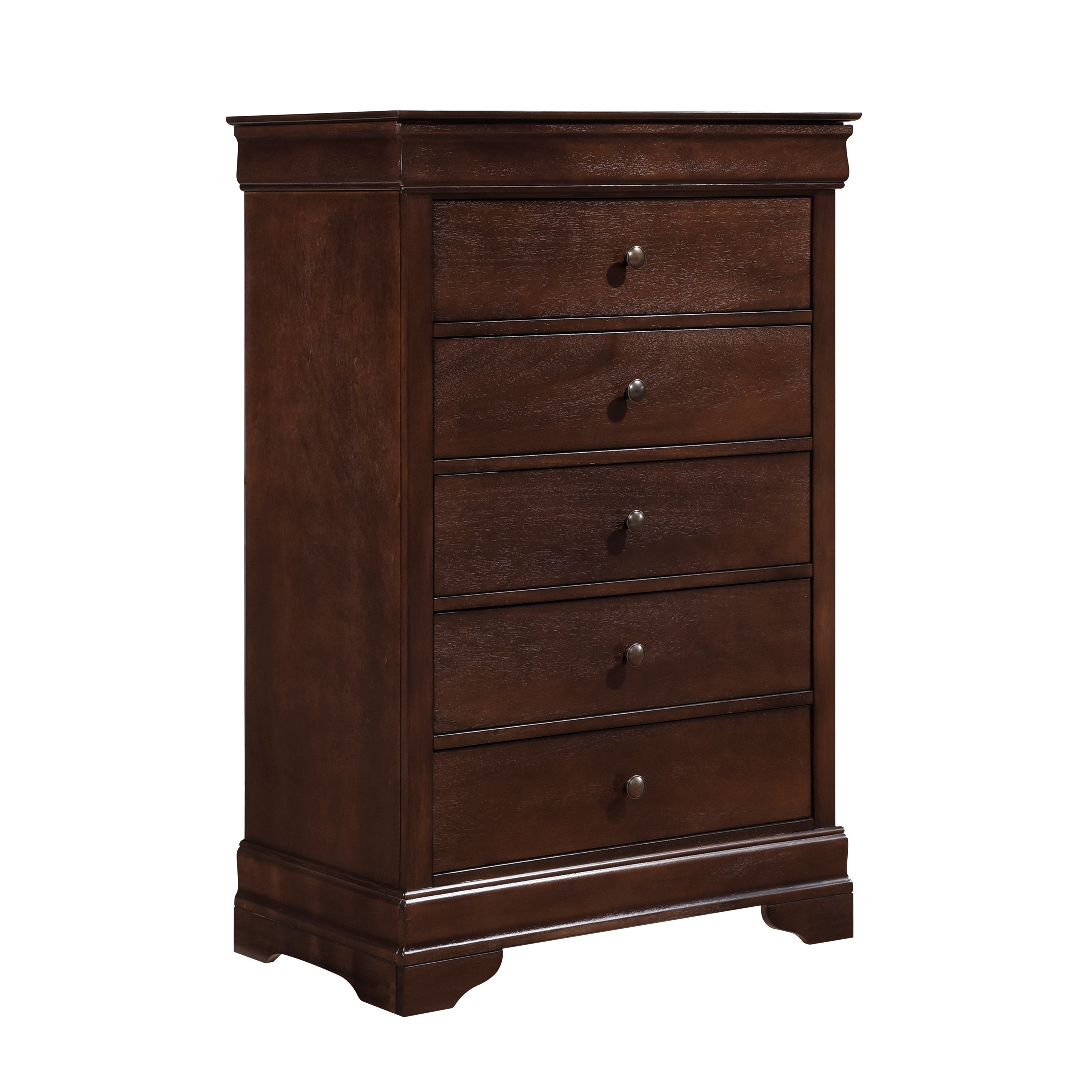 1pc Chest of Drawers Brown Cherry Finish Okume Veneer Bedroom Furniture