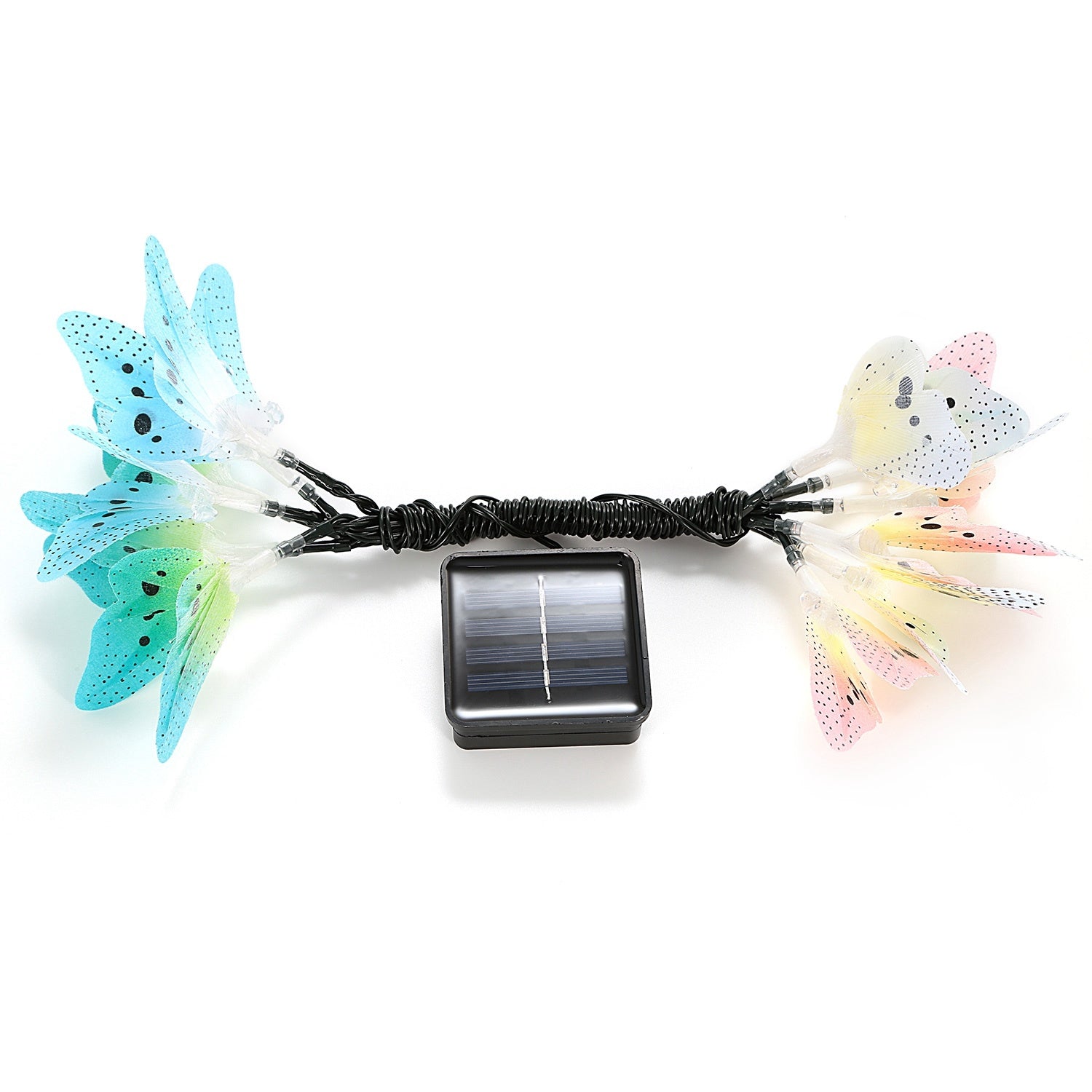 2 Pack Solar String Lights 12.48Ft 12 LEDs Butterfly Lights IP44 Waterproof Multi-Color Lights