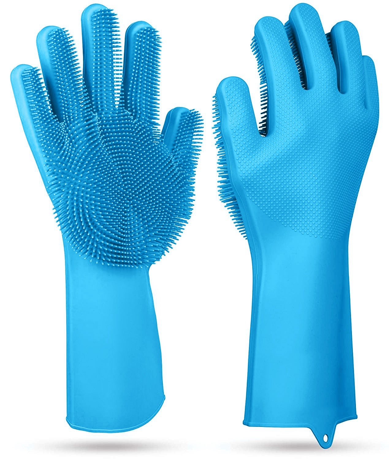 1 Pair Magic Silicone Brush Dishwashing Gloves Cleaning Sponge Pet Scrubber Heat Resistant Wash Gloves