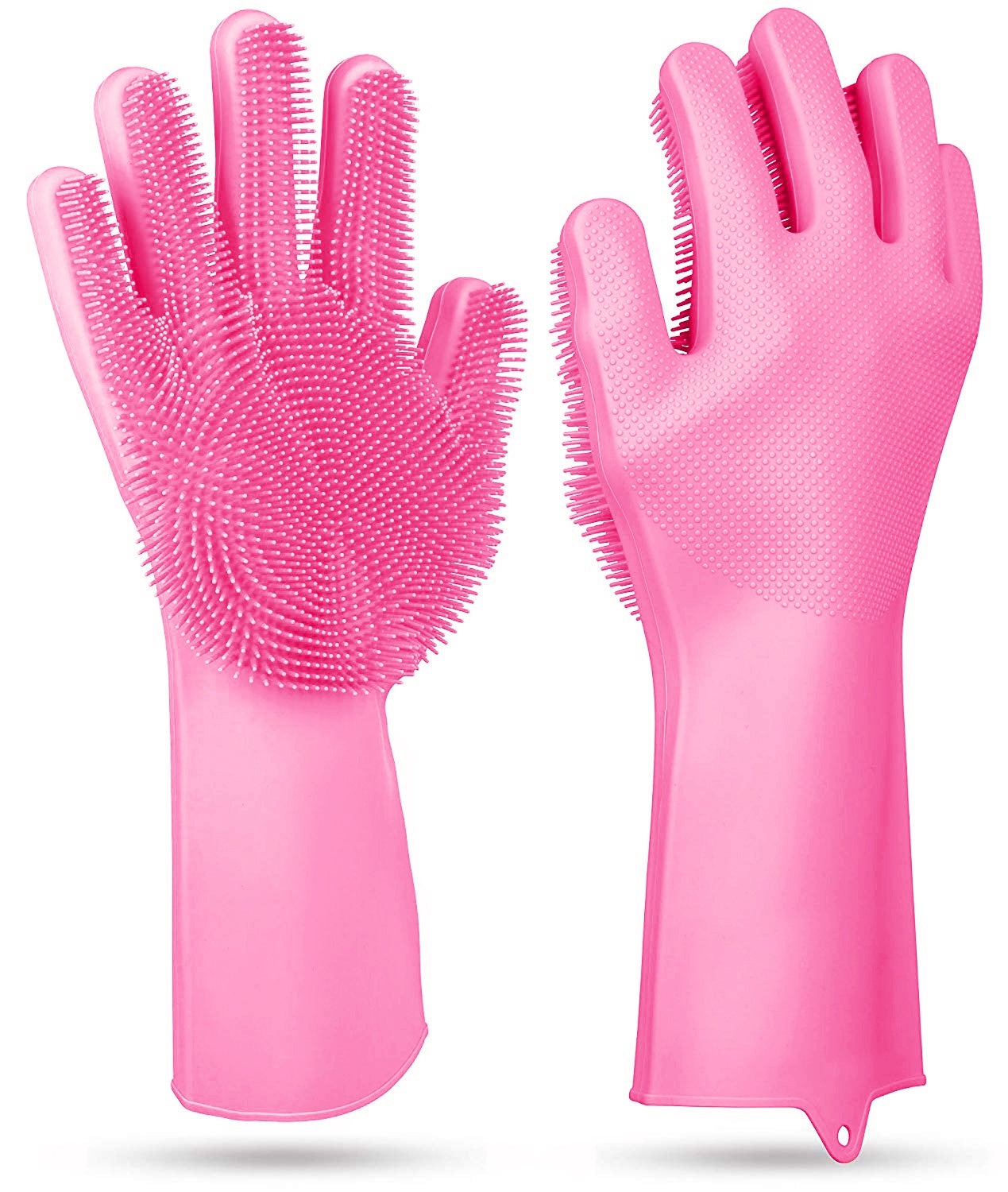 1 Pair Magic Silicone Brush Dishwashing Gloves Cleaning Sponge Pet Scrubber Heat Resistant Wash Gloves