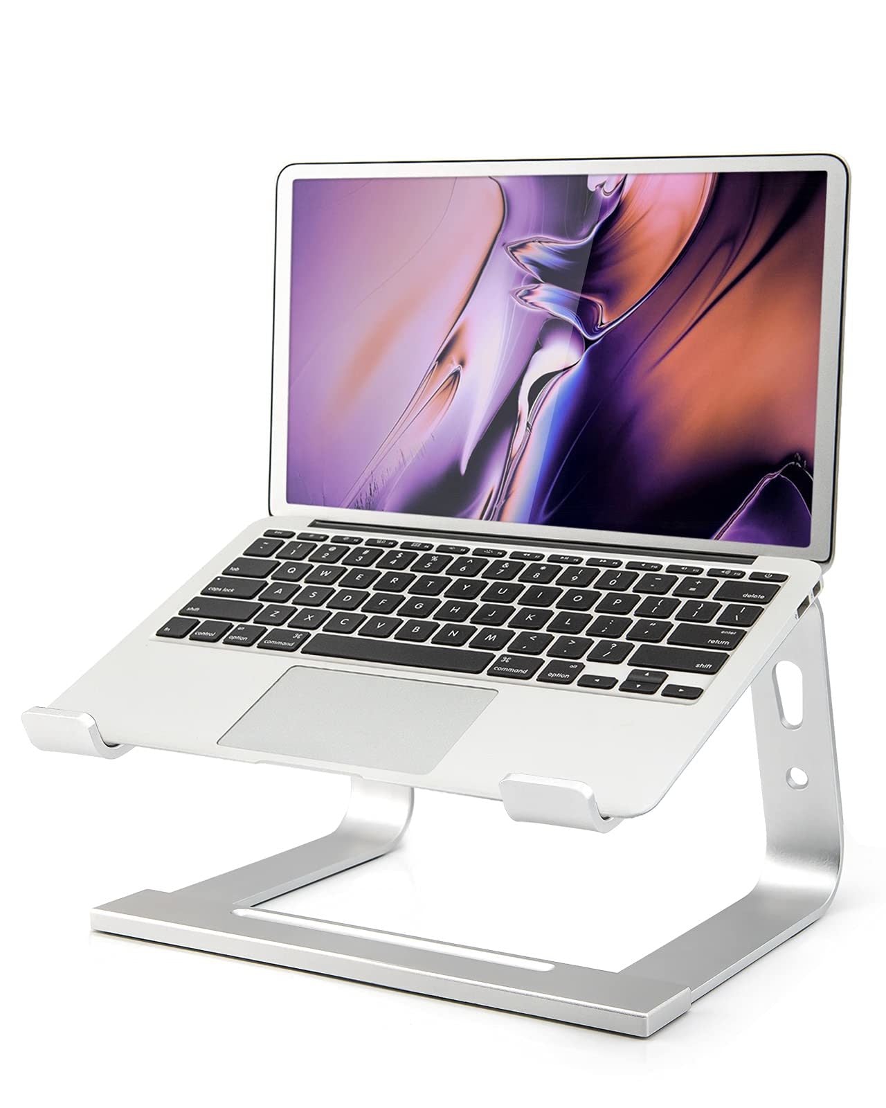 Laptop Stand;  Computer Stand for Laptop;  Aluminium Laptop Riser;  Ergonomic Laptop Holder Compatible with MacBook Air Pro;  Dell XPS;  More 10-17 Inch Laptops Work from Home-Sliver