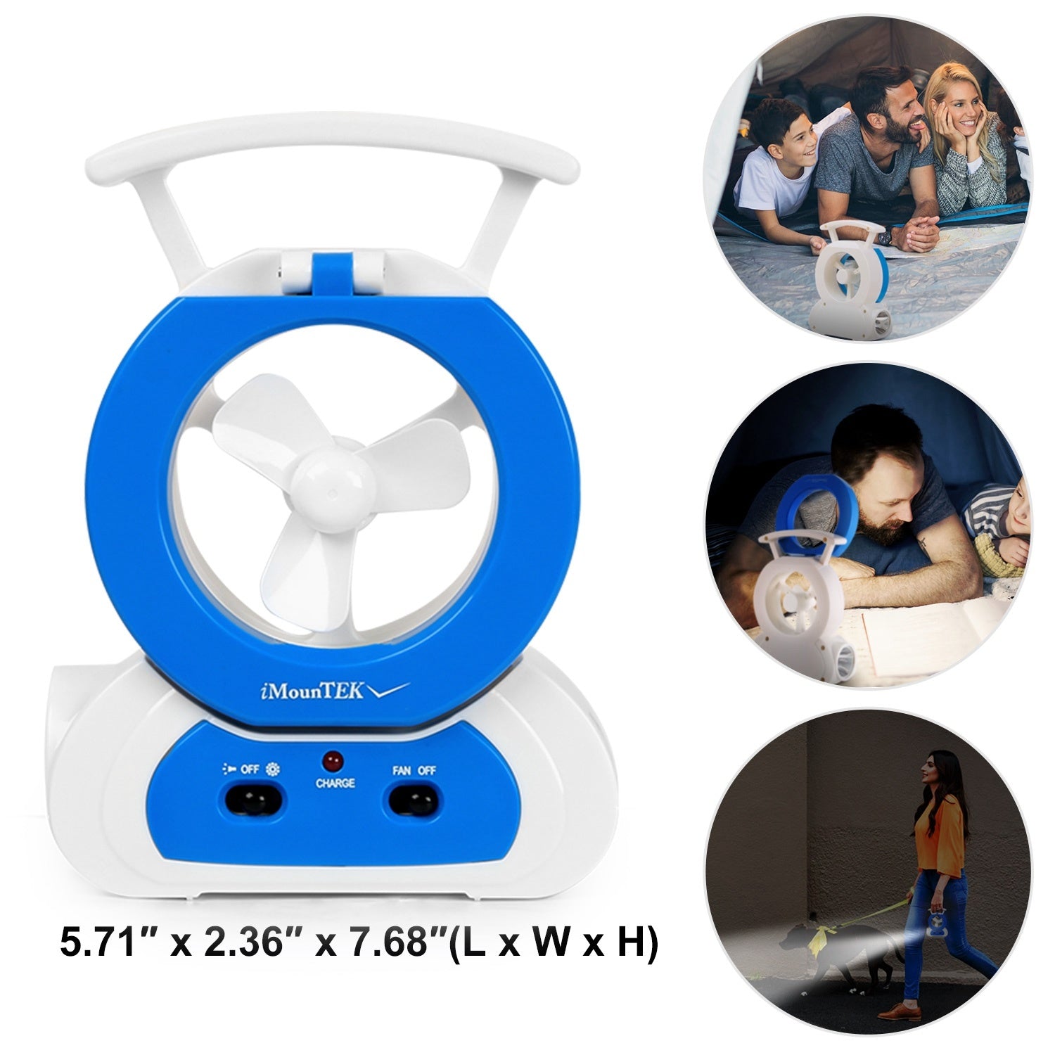 Desk Cooling Fan w/180°Adjustable LED Lamp Baby Stroller Fan Emergency Flashlight Torch