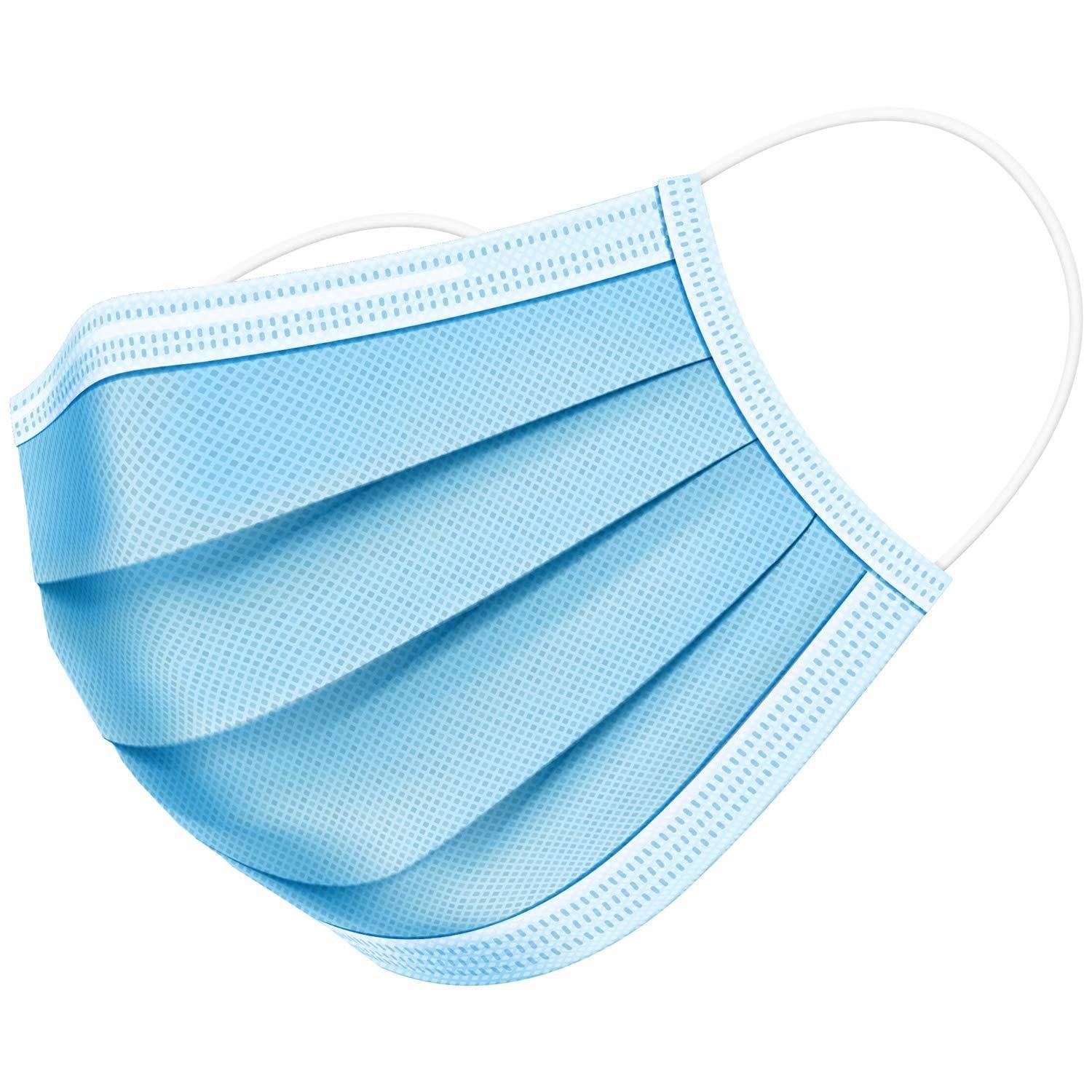 Disposable Face Mask Adult Breathable Mask with Nose Clip Ear Loop 200 Pack Blue