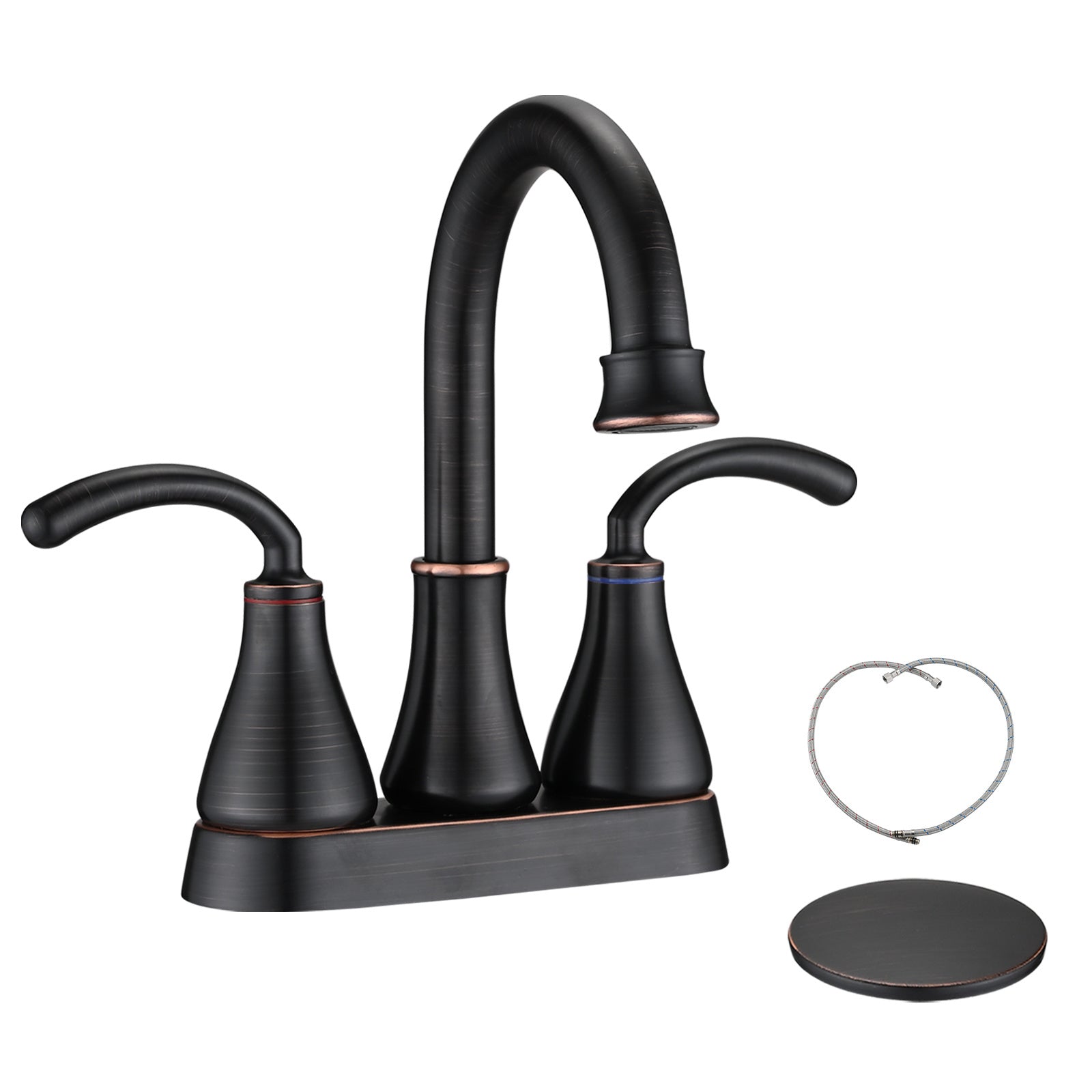 Oil Rubbed Bronze Metal 2 Handles 4 Inches Bathroom Sink Faucet