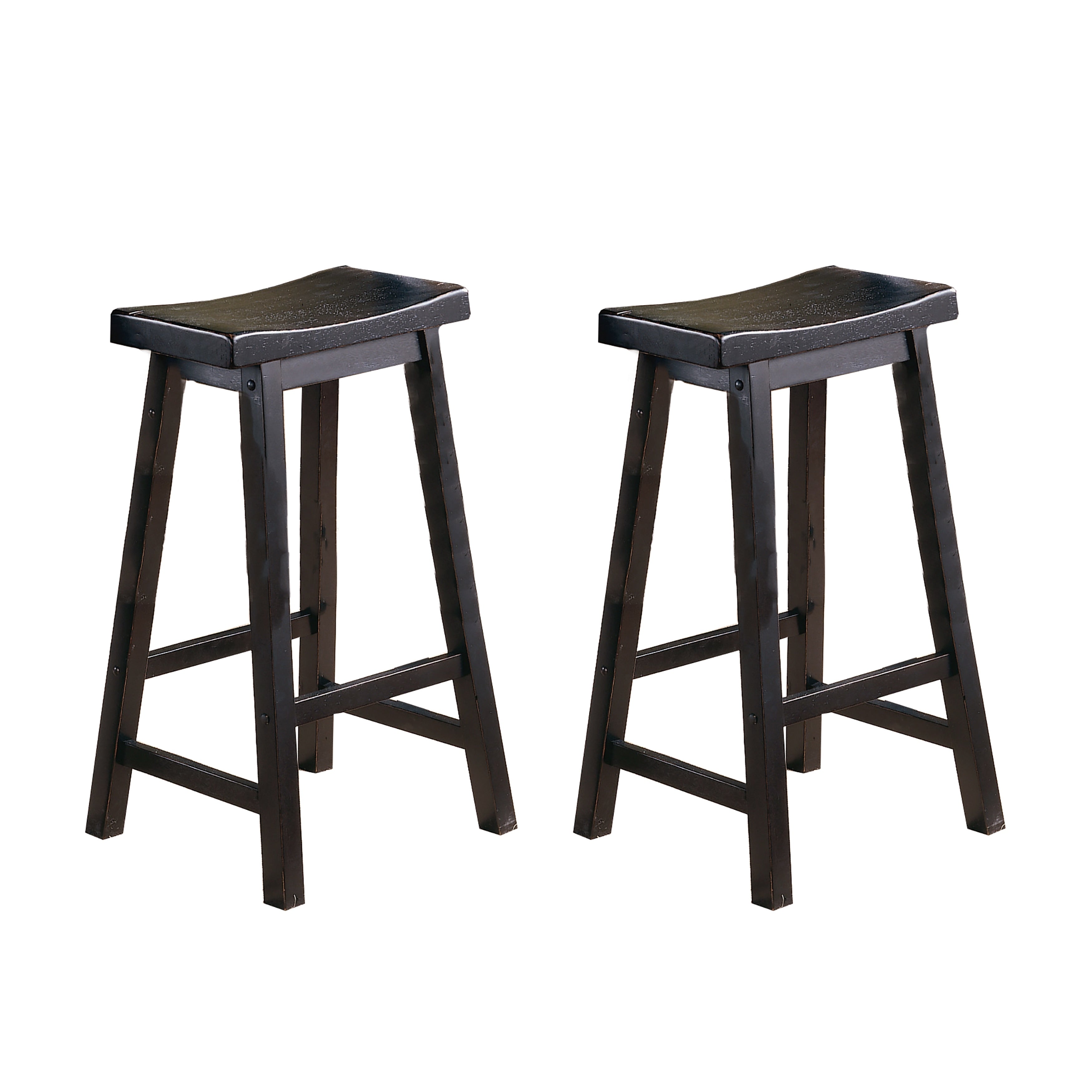 29-inch Bar Height Stools Set of 2pc Saddle Seat Solid Wood Casual Dining Home Furniture