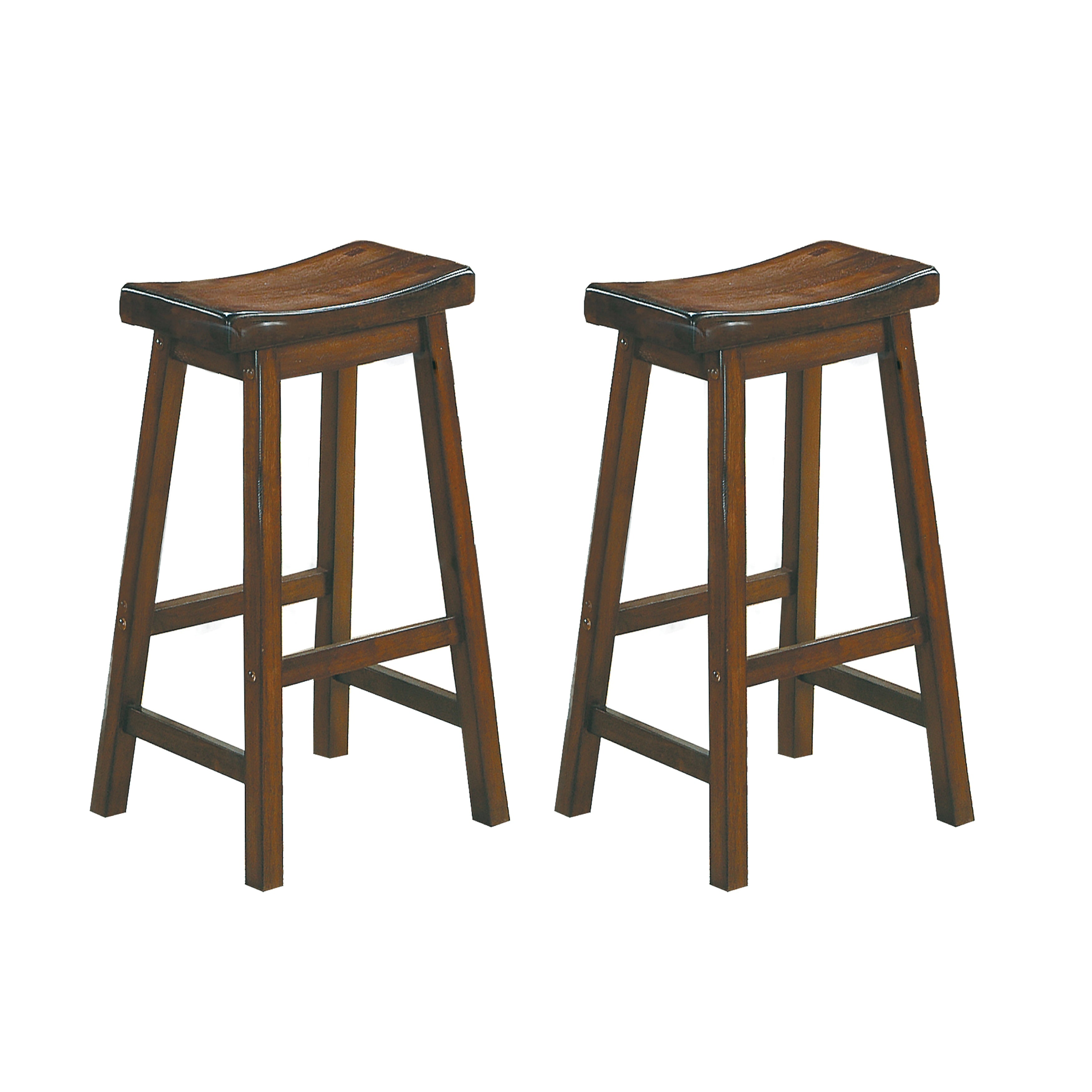 29-inch Bar Height Stools Set of 2pc Saddle Seat Solid Wood Casual Dining Home Furniture