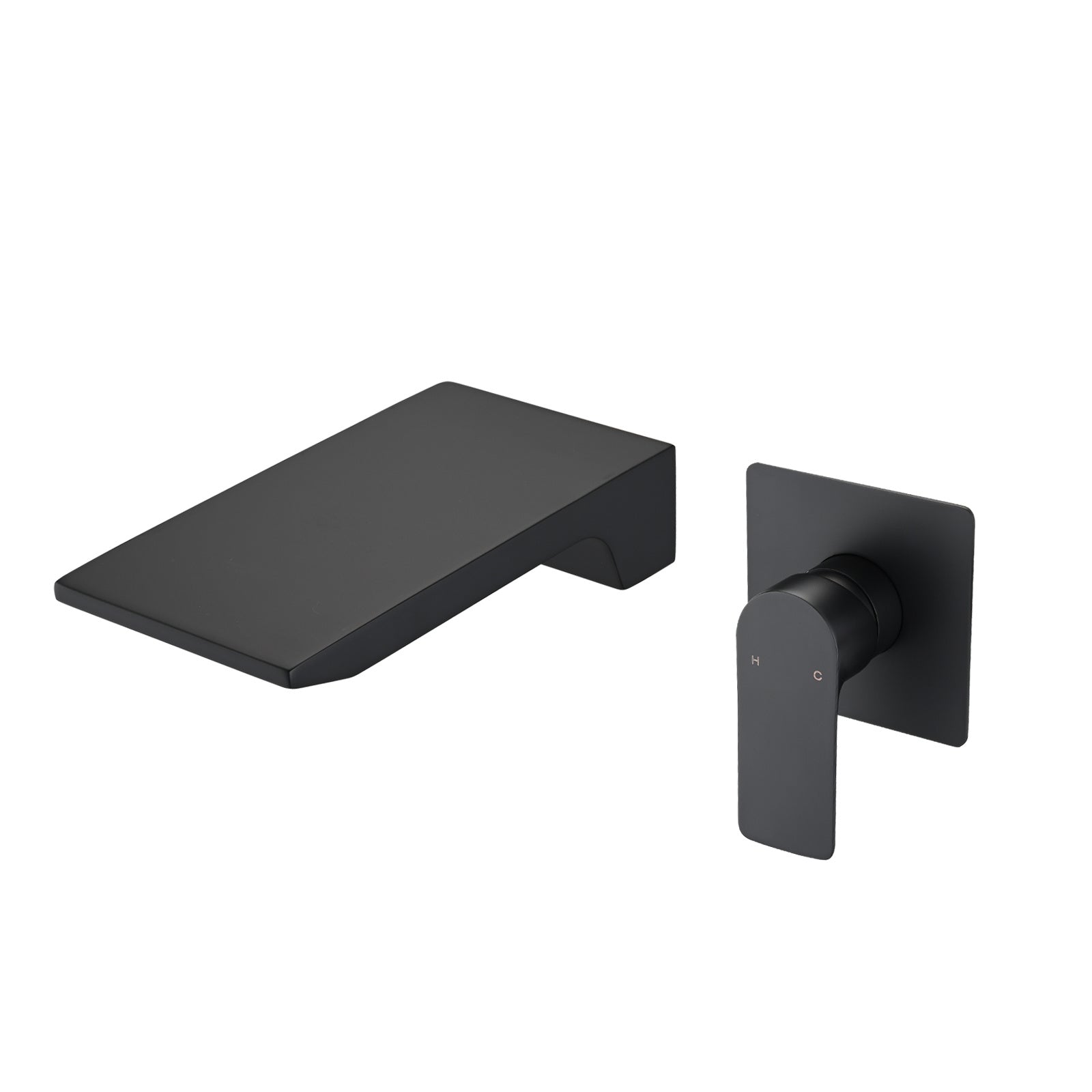 Matte Black Waterfall Wall Mount Single Handle Bathroom Sink Faucet