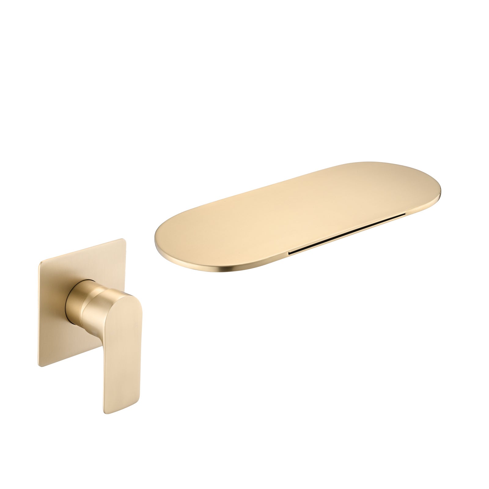 Brushed Gold Wall Mount Bathroom Waterfall Single Handle Sink Faucet