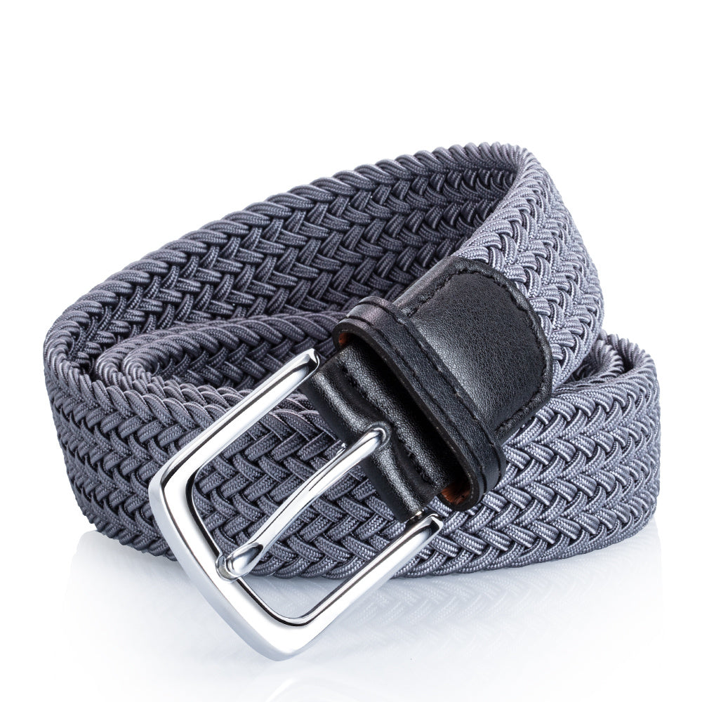 Elastic Braided Belt Woven Stretch Belt for Men/ Women Boys/Girls Belt Black White Red Gray Coffee Khaki Navyblue Green (Gray-47.27in L)