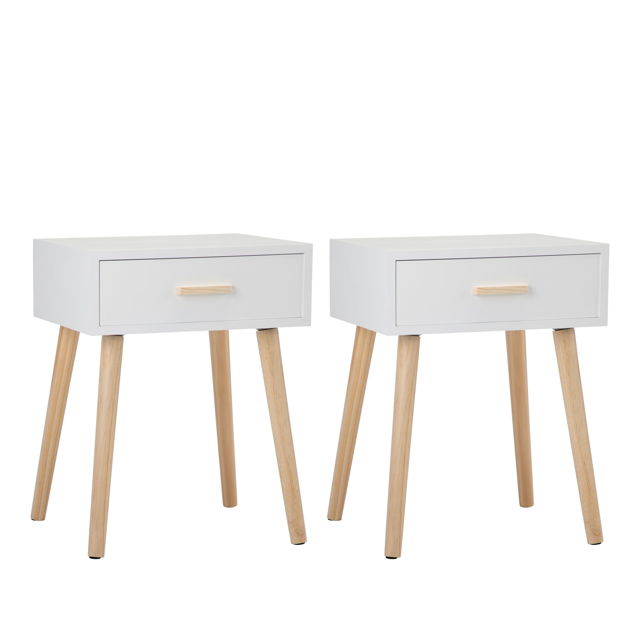 One Set of Nightstand with One Drawer, Bedside Table with Pine Legs, Convenient Cabinet, Indoors, Gray XH