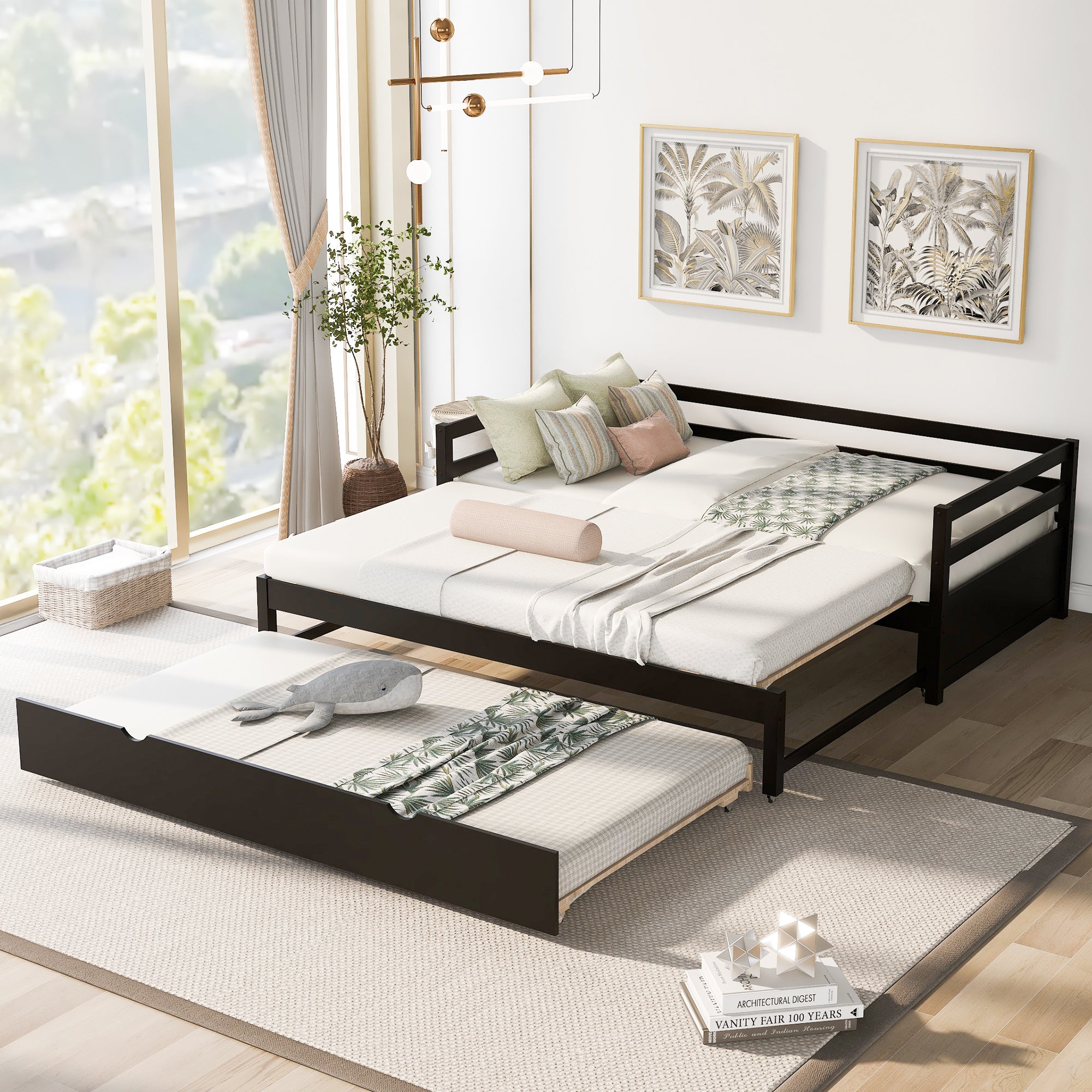 Twin or Double Twin Daybed with Trundle,White