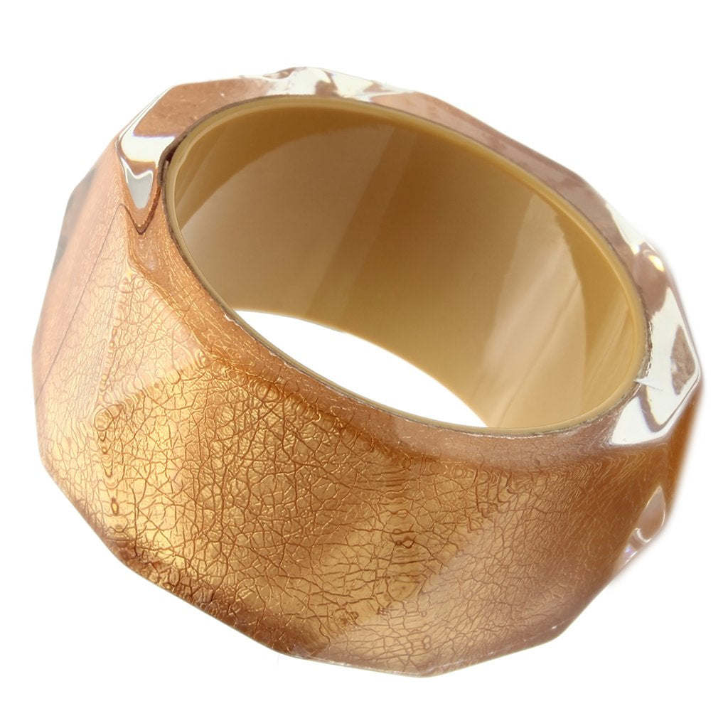 VL027 - Resin Bangle with Synthetic Synthetic Stone in Brown