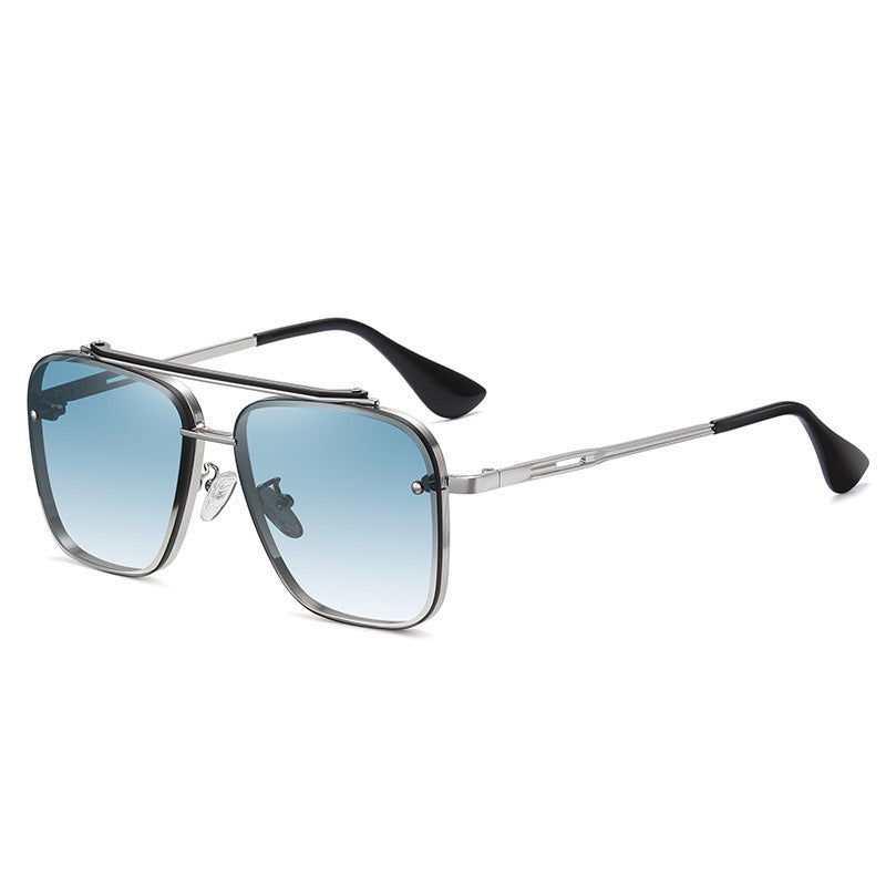 Gradient colorful two-color large-frame sunglasses