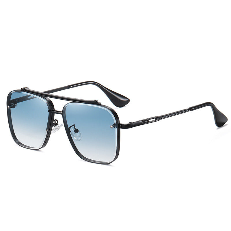 Gradient colorful two-color large-frame sunglasses