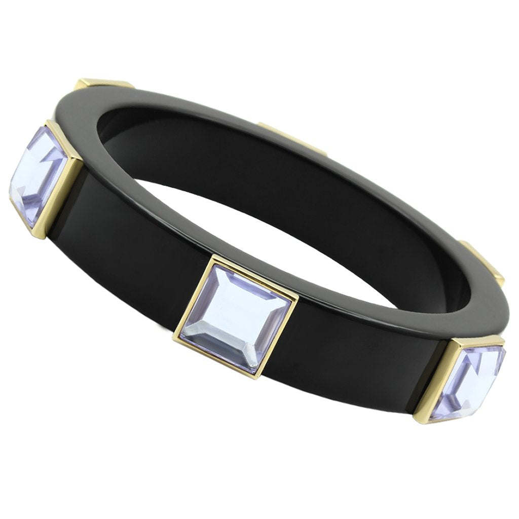 VL031 - IP Gold(Ion Plating) Brass Bangle with Synthetic Acrylic in Light Amethyst