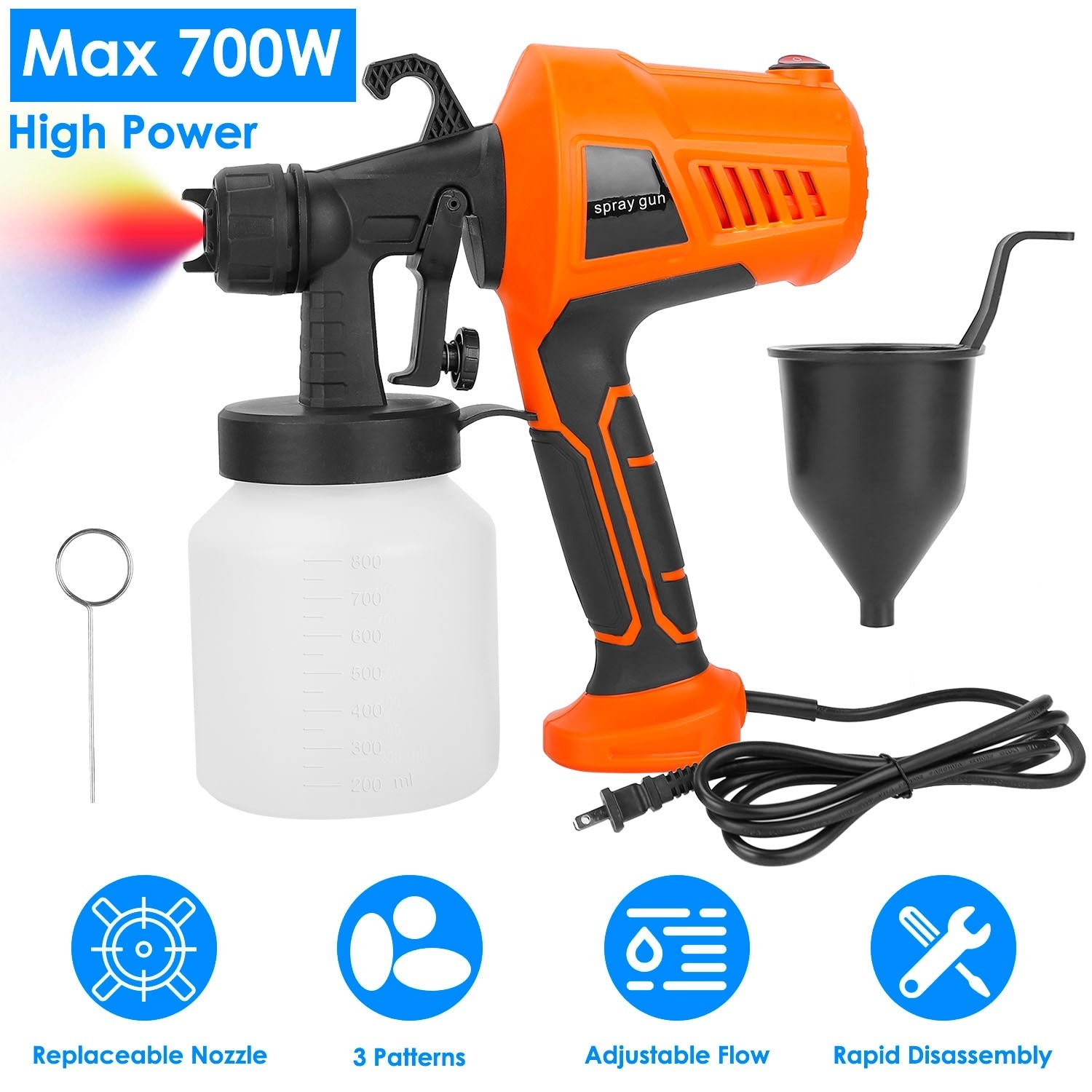 700W Electric Paint Sprayer Handheld HVLP Spray Painter Painting Spray Gun For Fences Brick Walls