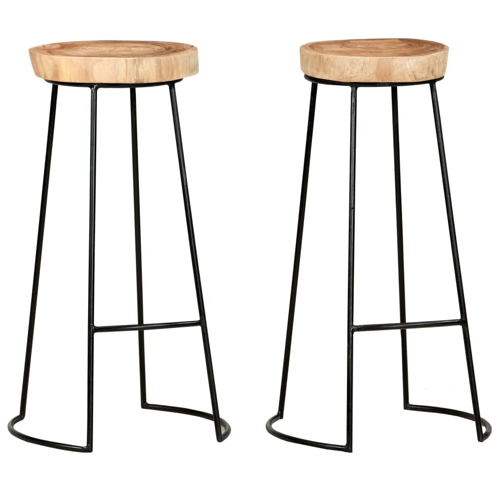 Bar Stools 2 pcs Solid Acacia Wood